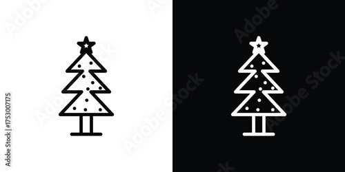 Christmas tree icon symbols in black illustrations set