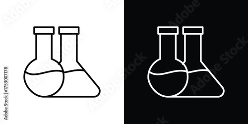 Chemistry icon symbols in black illustrations set