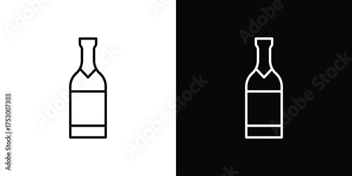 Champagne bottle icon symbols in black illustrations set