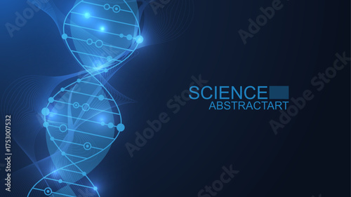 Molecular structure DNA, atom, neurons. Medical, technology, chemistry, science background. Science concept for your design. Connected lines with dots. Vector illustration.
