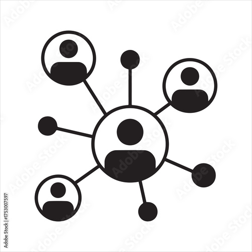 social network or work networking icon with people and diagrams