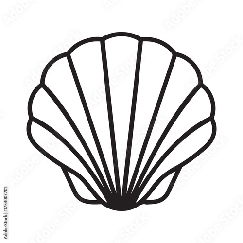 Clam shell icon or marine mollusk animal