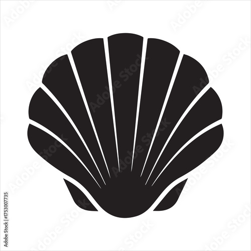 Clam shell icon or marine mollusk animal