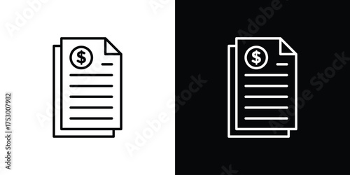 Bank statement icon symbols in black illustrations set