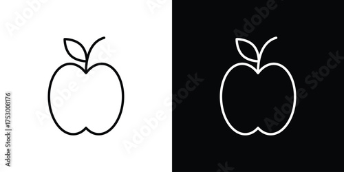 Apple icon symbols in black illustrations set