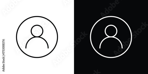 Account icon symbols in black illustrations set