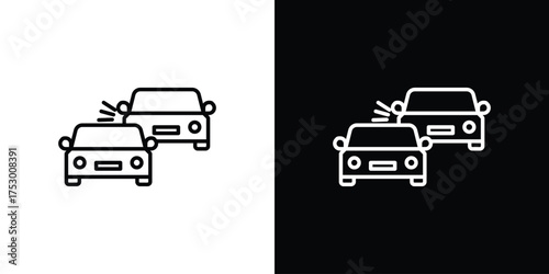 Accident icon symbols in black illustrations set