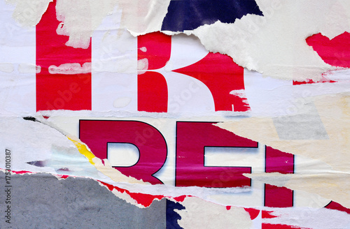 Old colorful ripped torn grunge fly posters backgrounds creased crumpled paper backdrop surface placard empty space for text          