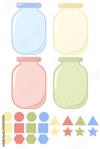 Educational game. Learning shapes and colors: circle, triangle, square, star, polygon, red, yellow, blue, green. Educational games for toddlers and children. Early development.