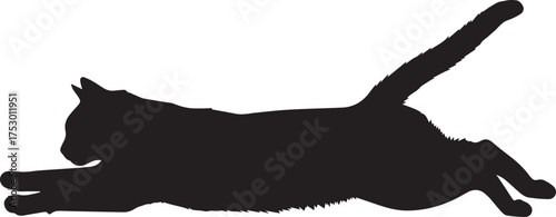 Dynamic silhouette of a black cat leaping gracefully in mid-air