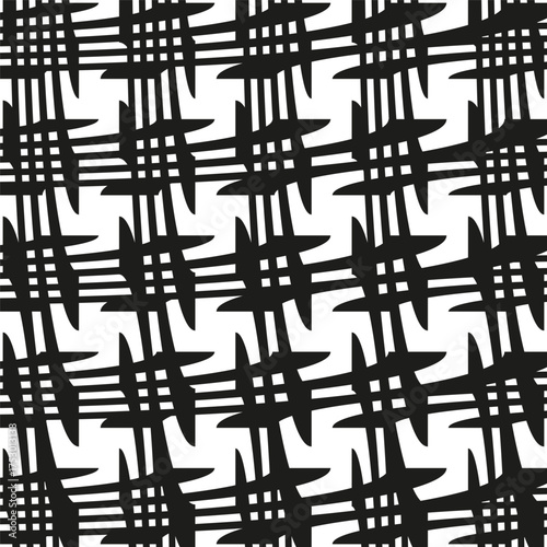 Abstract hatched pattern. Black white scribble lines. Rough square texture. Vector geometric art.