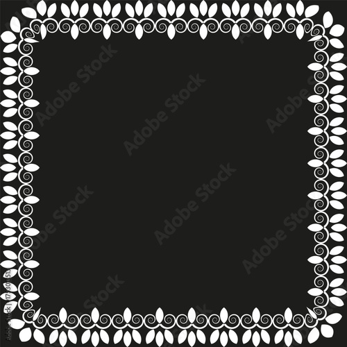 Ornamental square frame. Black white border pattern. Elegant decoration Vector element. Minimal geometric design.