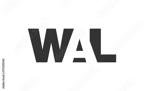 WAL logo design. Initial letter W A L bold font style for tech startups, consulting, corporate branding. Creative company name, headlines typography identity, trendy logotype.