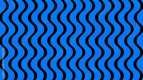 Blue and black vertical wavy background. Seamless pattern with beautiful ornament decor. Wallpaper for something.