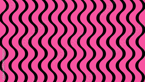 Pink and black vertical wavy background. Seamless pattern with beautiful ornament decor. Wallpaper for something.