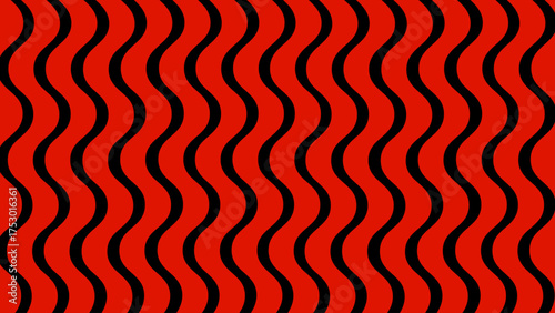 Red and black vertical wavy background. Seamless pattern with beautiful ornament decor. Wallpaper for something.
