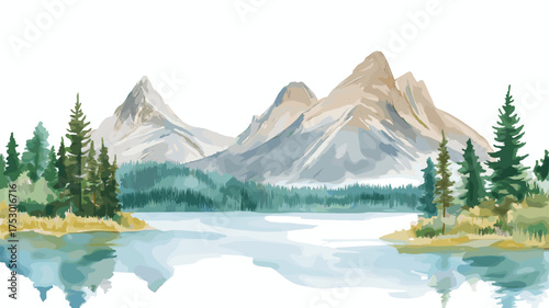 Banff National Park. Banff National Park hand drawn watercolor illustration