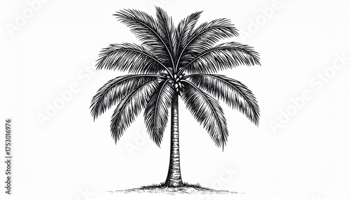 Fine Line Palm Tree Drawing Vector for Minimal Logo Design