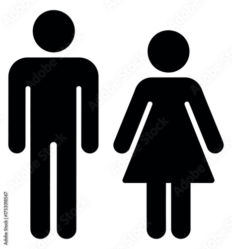 Iconic silhouette of a male and female figure representing a gender-neutral restroom or public facility signage
