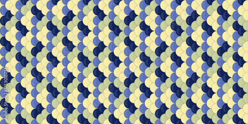 Abstract seamless pattern with overlapping pastel blue, yellow, and navy scales.  Ideal for textile design, website backgrounds, or any project needing a sophisticated, textured visual.