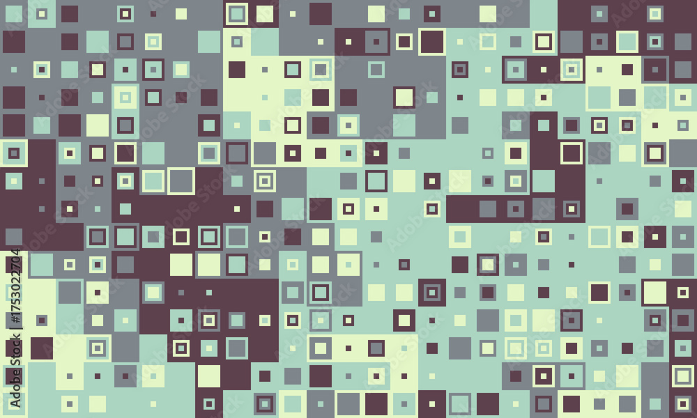 Fototapeta premium Abstract geometric pattern with muted pastel squares. Ideal for backgrounds, website designs, or modern textile prints. This pixelated texture evokes feelings of calm and sophistication.