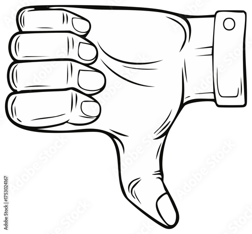 Hand Gesture Thumbs Down Line Art Symbol