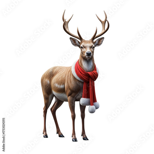 Majestic Reindeer Standing in Winter Calm, Elegant Holiday Animal Portrait