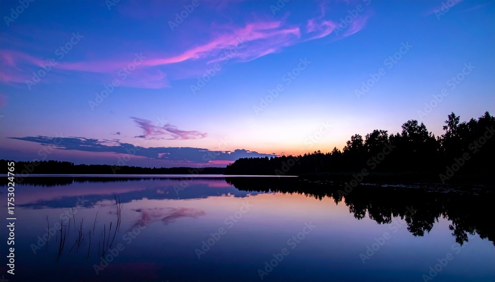 Obraz premium Sunset Lake Reflection with Forest