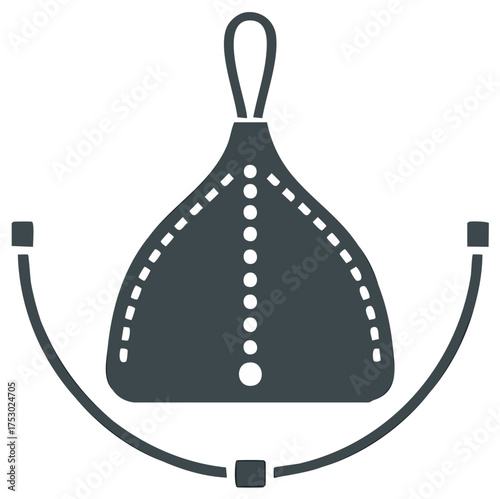 Vector creation icon of a pouch or bag with a pen tool bezier curve path