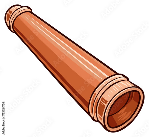Classic Brown Spyglass Telescope Vector Illustration for Discovery and Adventure