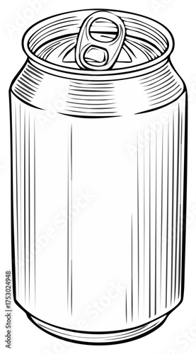 Line art illustration of a soda can with a ring pull