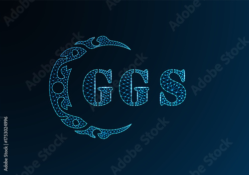 Low poly letter logo GGS design. GGS letter logo low poly vector design on blue color gradient background. GGS logo low poly design
