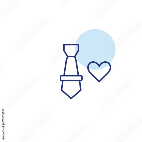 Tie heart. Healthy workspace ambience. Pixel perfect, editable stroke vector icon