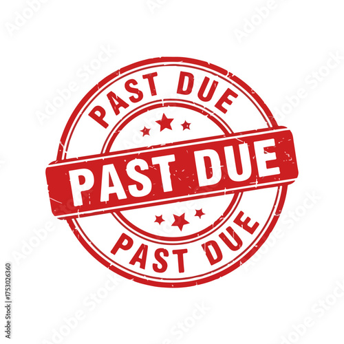Red circular stamp with "Past Due" text