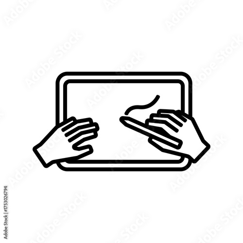 Digital drawing icon, outlined style