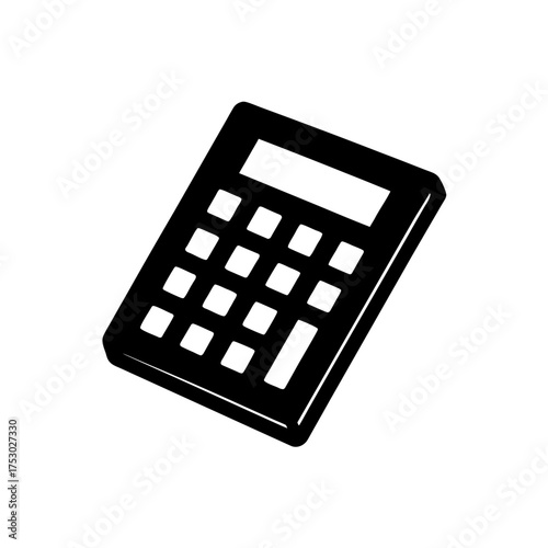 Black and white calculator image art on transparent background silhouette