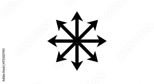 Directional Arrows Starburst Symbol with Multiple Arrows Pointing Outwards