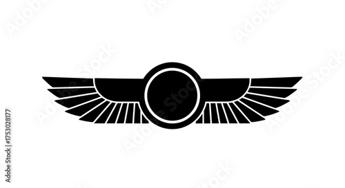 Winged Disc Ancient Symbol of Protection and Power, Graphic Element for Decoration and Creative Projects