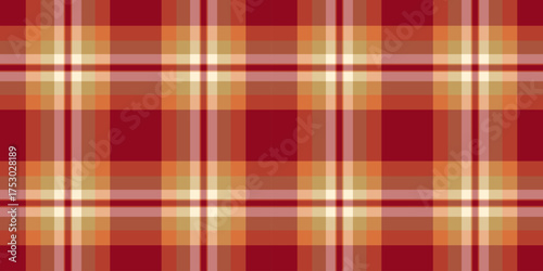 Classic plaid pattern in warm autumn hues. Ideal for backgrounds, textiles, and festive designs, evoking comfort and tradition. Seamless tile.