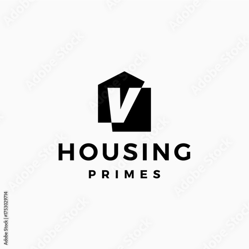 letter v house home mortgage real estate living logo vector icon illustration