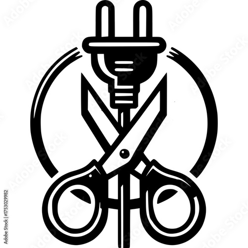 Cutting the Cord: This stark, artistic image conveys a sense of disruption with a pair of scissors slicing through an electrical cord connected to a plug.
