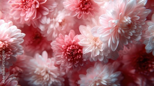 A vibrant collection of pink chrysanthemums creates a visual spectacle that embodies warmth and beauty, perfect for floral arrangements and lovers of nature's artful elegance.