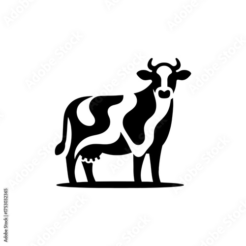 Dairy Farm Icon Stylized Black and White Cow