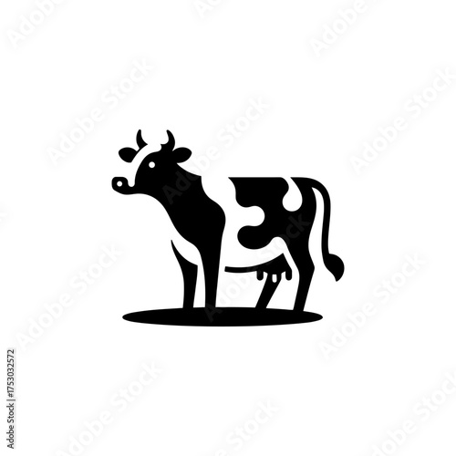Stylized Black and White Cow Illustration for Branding