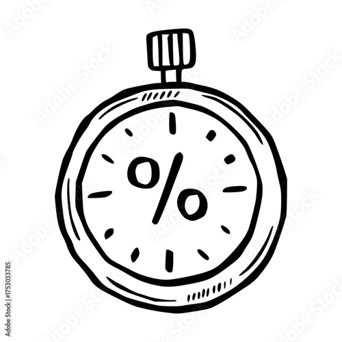 Hand Drawn Black Friday Stopwatch Icon for Limited Time Sale
