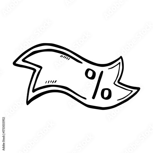 Hand Drawn Wavy Discount Ribbon for Black Friday Sale