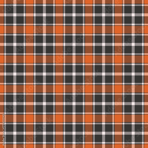 Seamless plaid pattern in orange, gray, and white. Perfect for backgrounds, textiles, designs, and adding a touch of classic style. Versatile and eyecatching