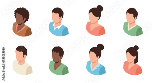 Diverse people avatars collection in isometric style for digital design projects