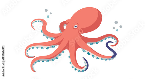 Playful cartoon octopus with vibrant colors and bubbles