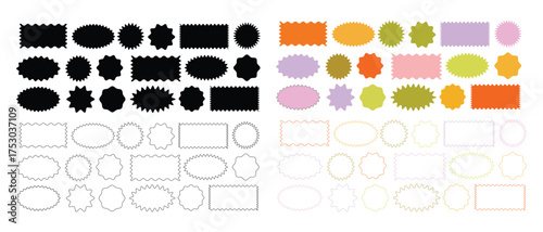 Abstract Zigzag and Wavy Edge Sticker Shapes | Geometric Frames for Branding, Web, and Print DesignAbstract Zigzag and Wavy Edge Sticker Shapes | Geometric Frames for Branding, Web, and Print Design